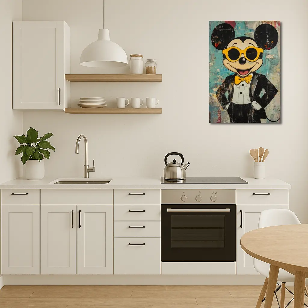 Mickey Mouse Tuxedo Pop Art Grunge Style – Wall Art