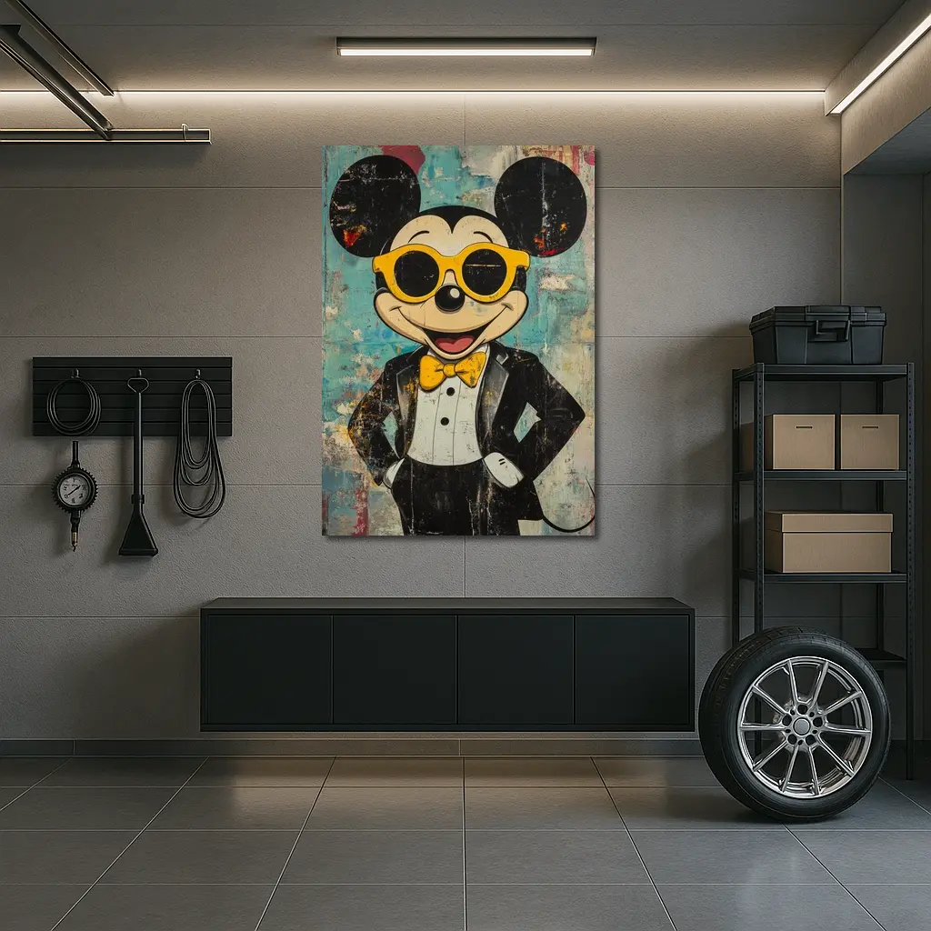 Mickey Mouse Tuxedo Pop Art Grunge Style – Wall Art