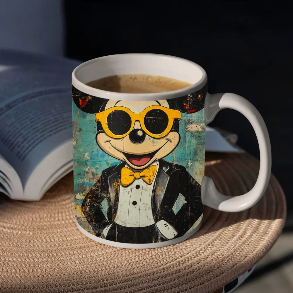 Mickey Mouse Tuxedo Pop Art Grunge Style – Mugs