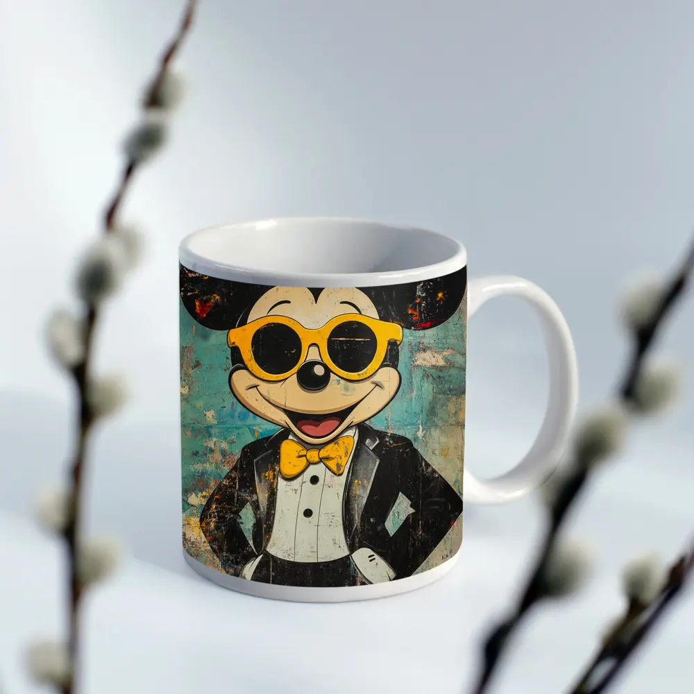 Mickey Mouse Tuxedo Pop Art Grunge Style – Mugs