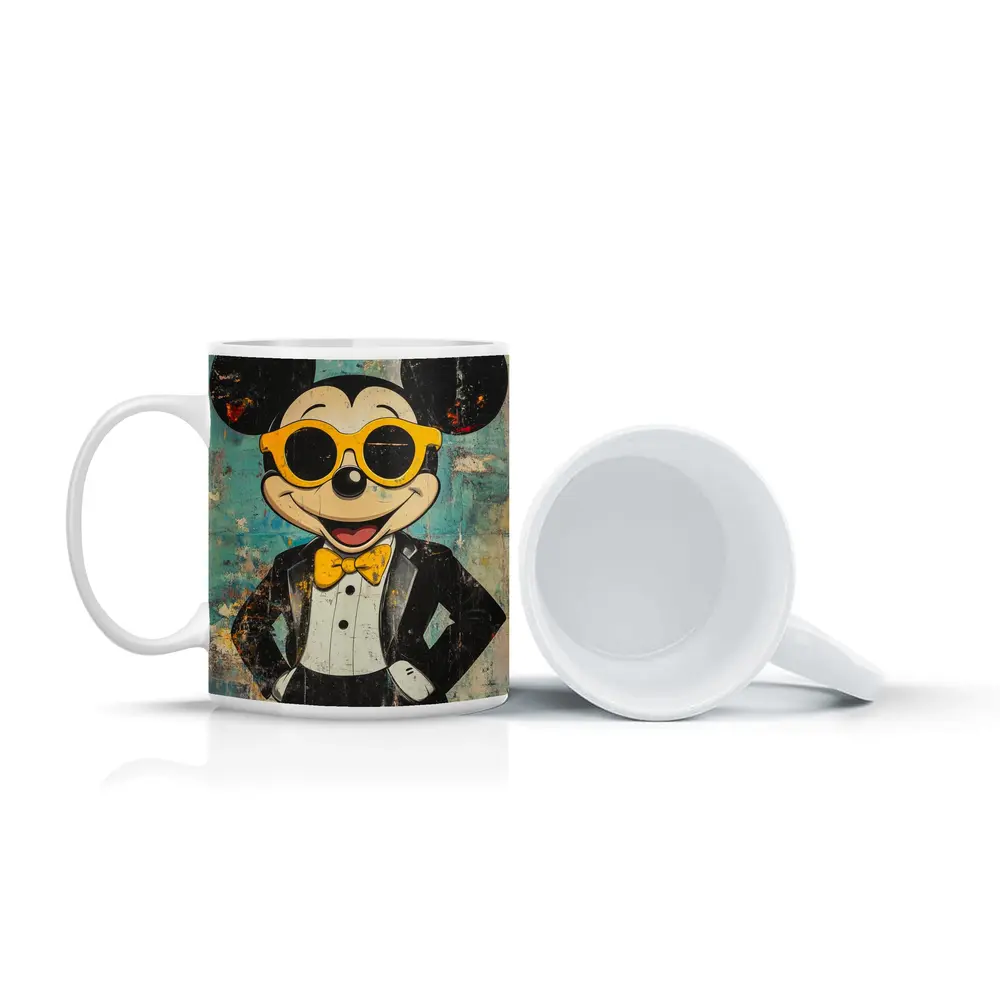 Mickey Mouse Tuxedo Pop Art Grunge Style – Mugs