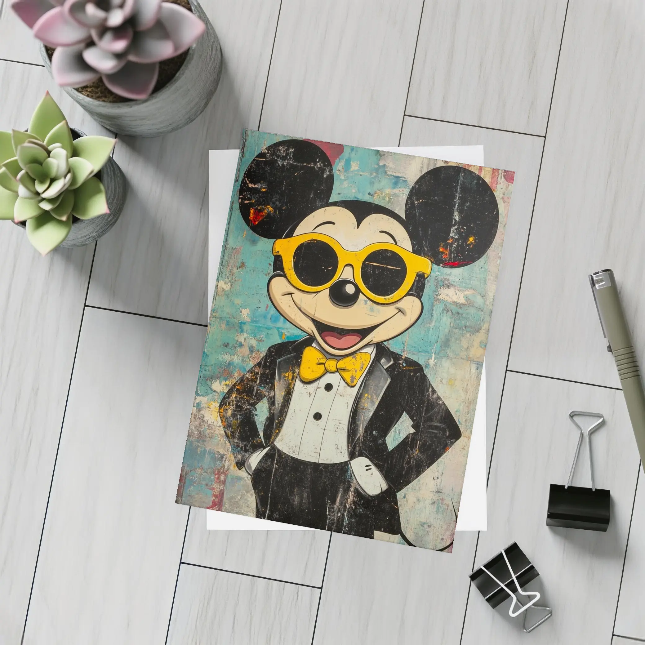 Mickey Mouse Tuxedo Pop Art Grunge Style – Postcards