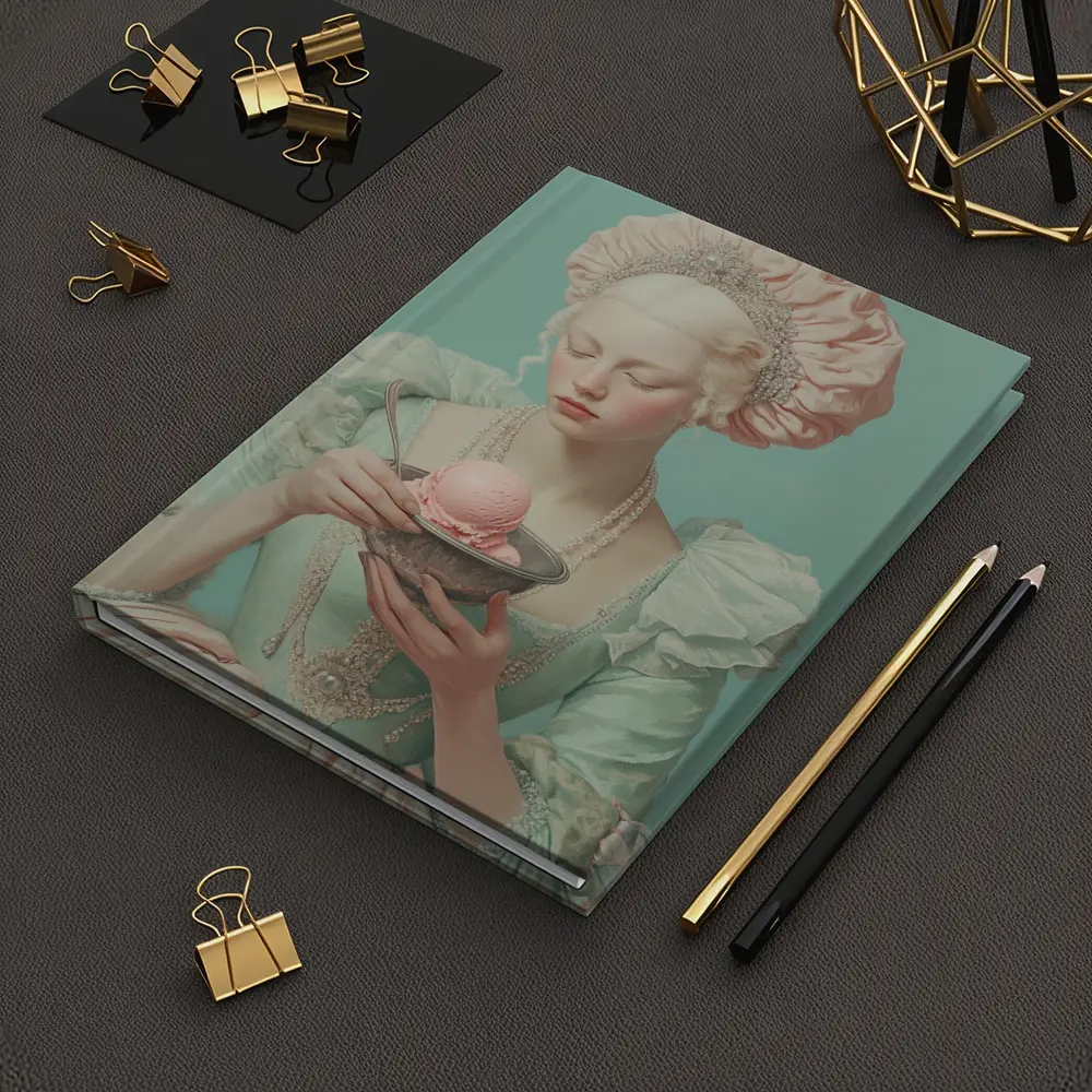 Rococo Woman Holding Pink Ice Cream Bowl – Notebooks