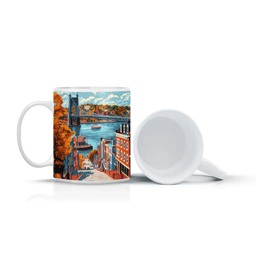 Cincinnati Ohio River Bridge Autumn Street – Mugs