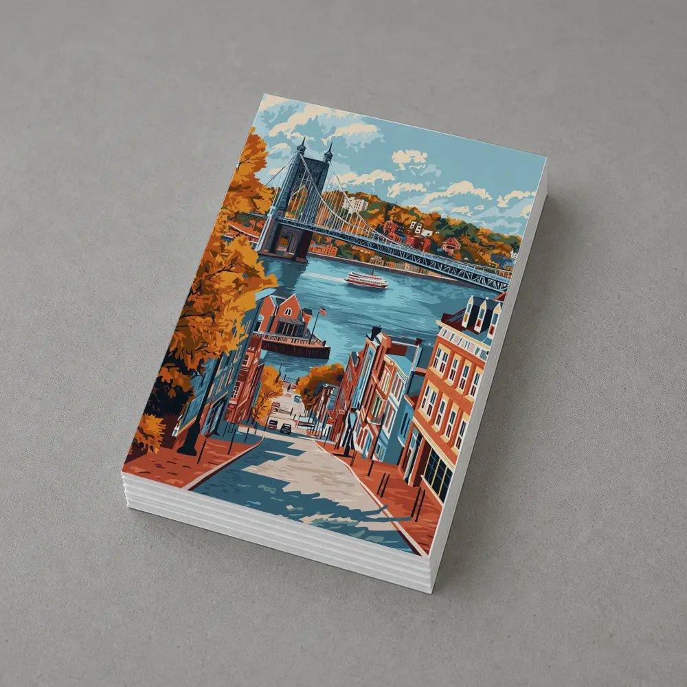 Cincinnati Ohio River Bridge Autumn Street – Postcards