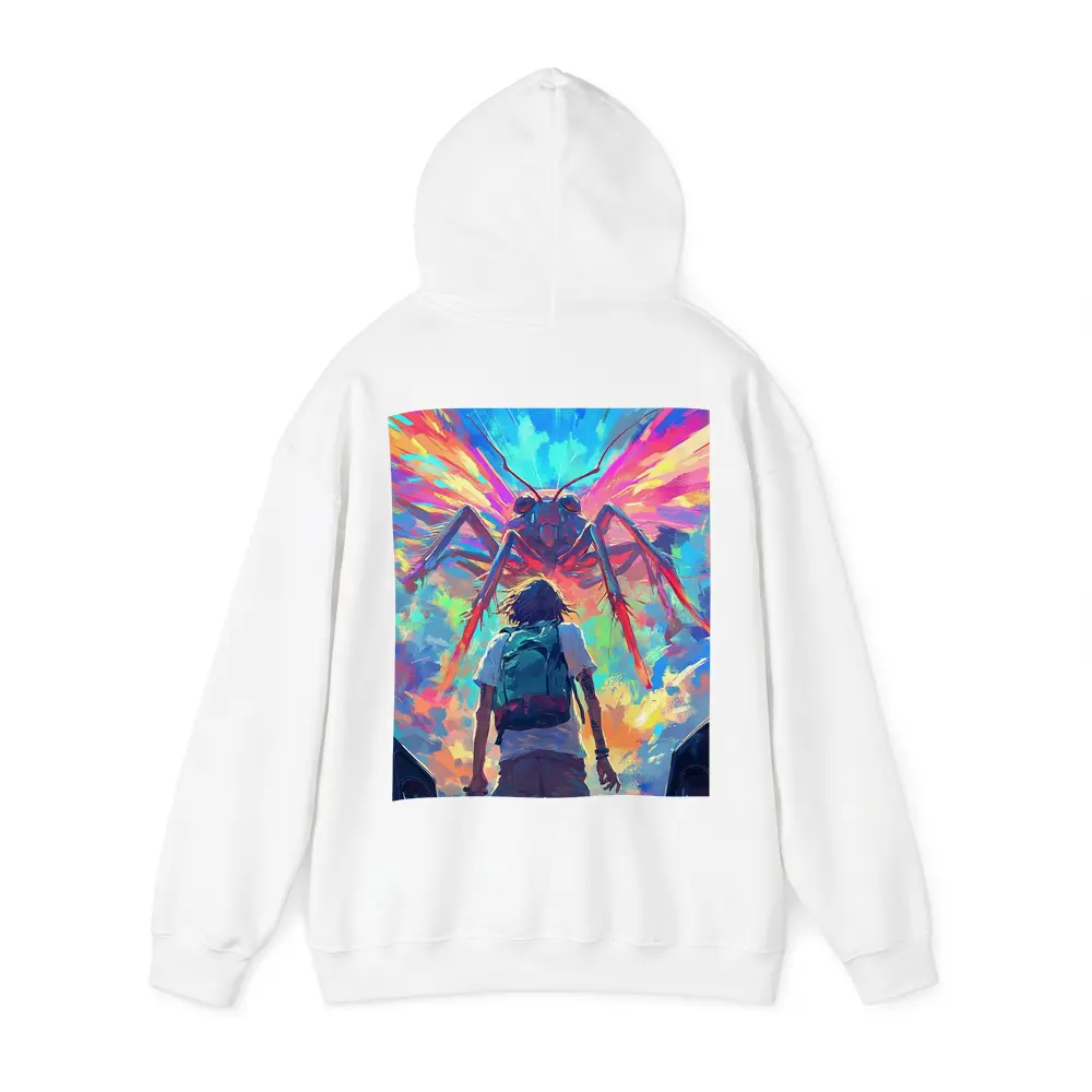 Anime Boy Facing Giant Insect Colorful Art – Hoodies
