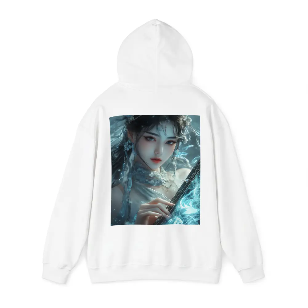 Fantasy Asian Woman With Glowing Blue Sword – Hoodies