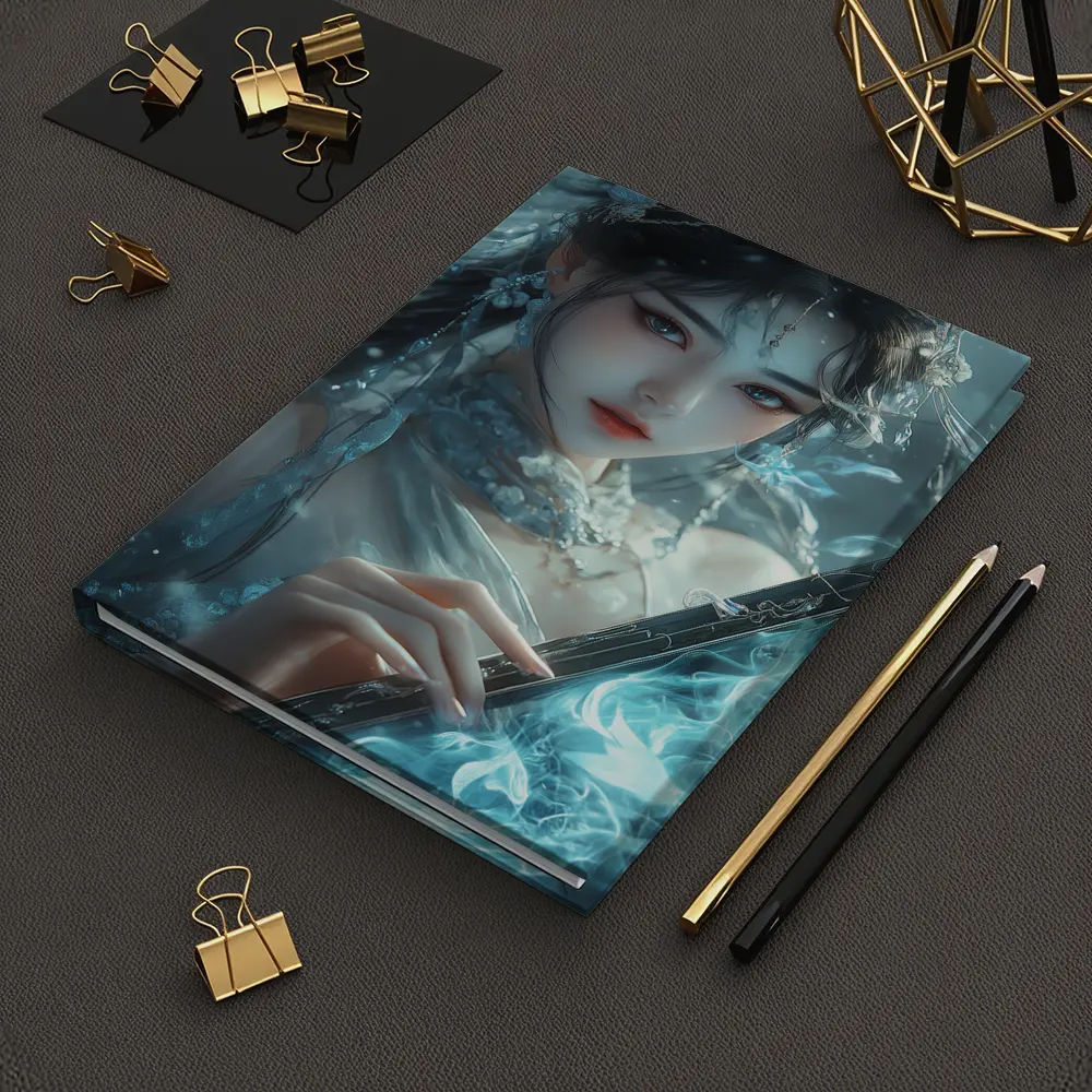 Fantasy Asian Woman With Glowing Blue Sword – Notebooks