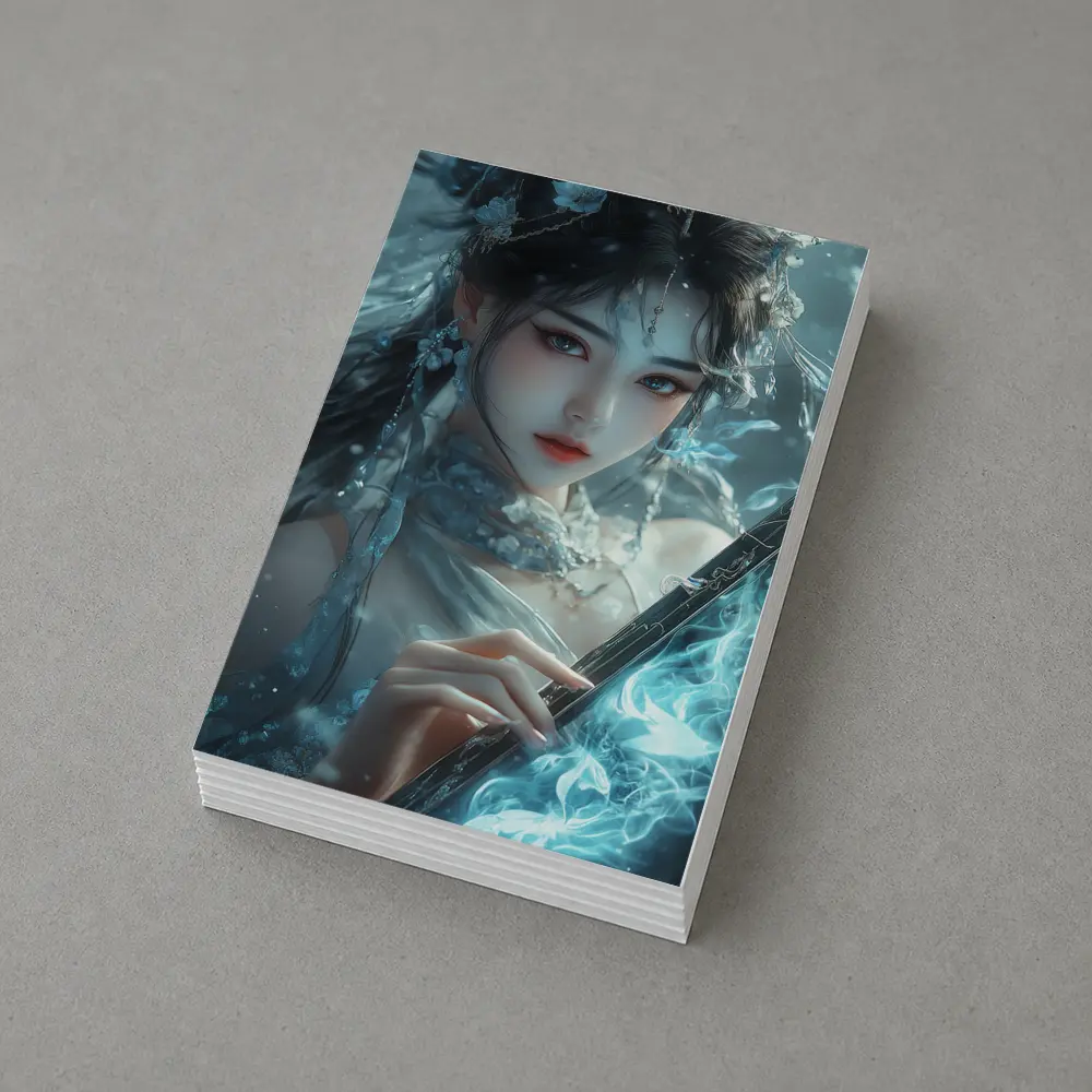 Fantasy Asian Woman With Glowing Blue Sword – Postcards