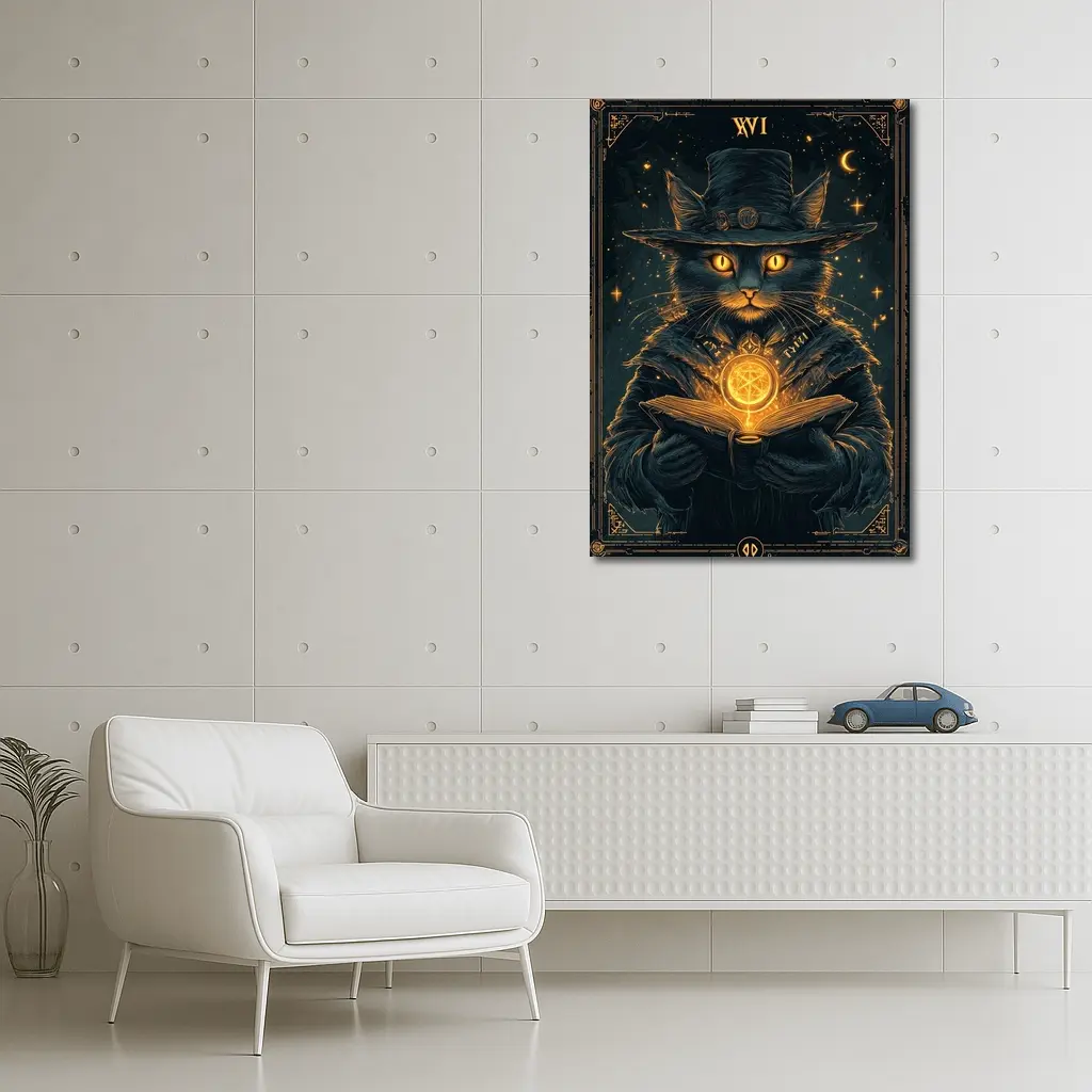 Black Cat Wizard Tarot Dark Fantasy Art – Wall Art