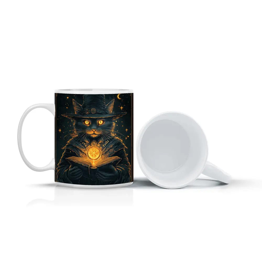 Black Cat Wizard Tarot Dark Fantasy Art – Mugs