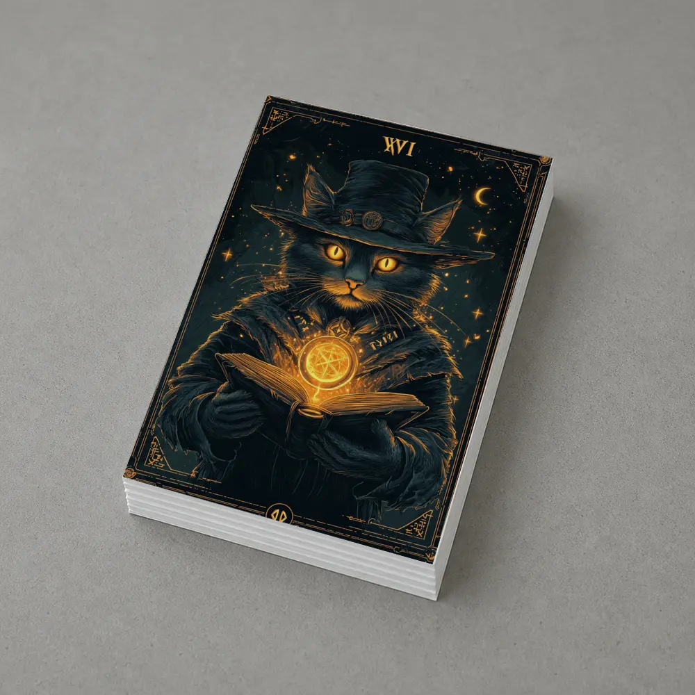Black Cat Wizard Tarot Dark Fantasy Art – Postcards