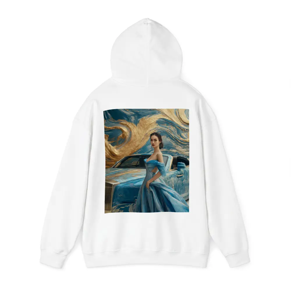 Woman Blue Gown Rolls Royce Gold Swirl – Hoodies