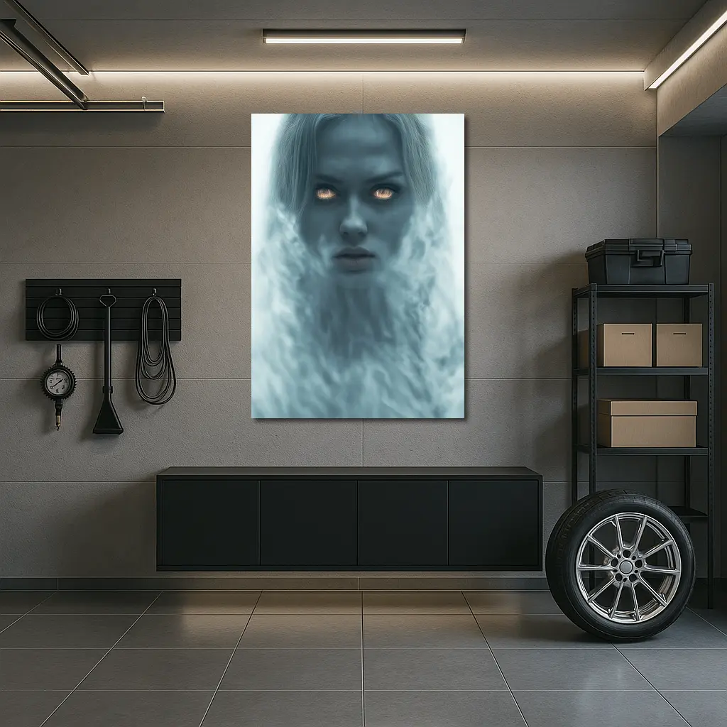 Ghostly Woman Glowing Eyes Misty Fantasy – Wall Art