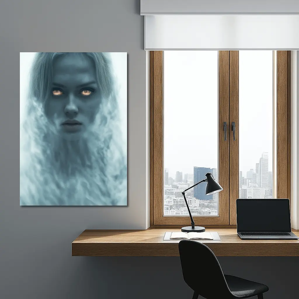 Ghostly Woman Glowing Eyes Misty Fantasy – Wall Art