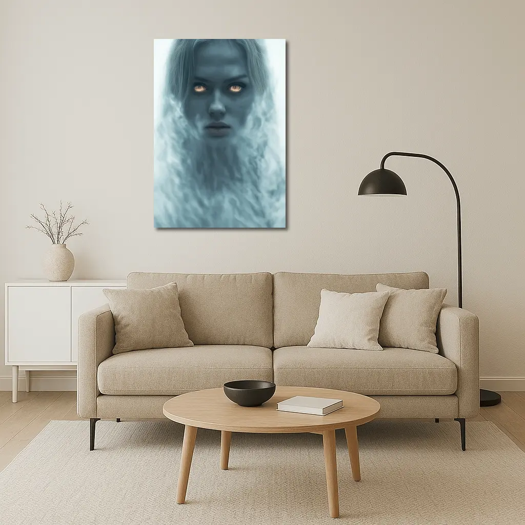 Ghostly Woman Glowing Eyes Misty Fantasy – Wall Art