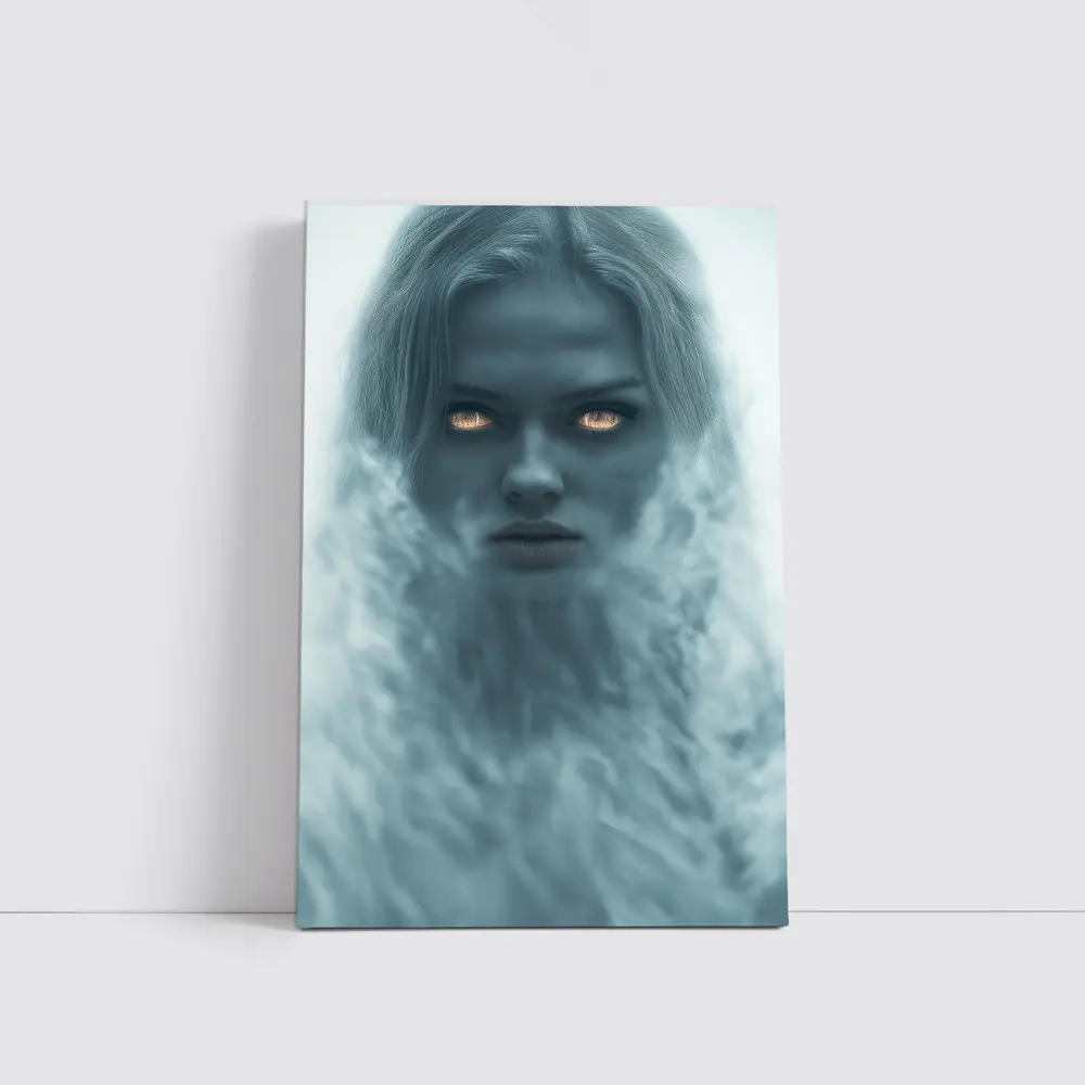Ghostly Woman Glowing Eyes Misty Fantasy – Wall Art