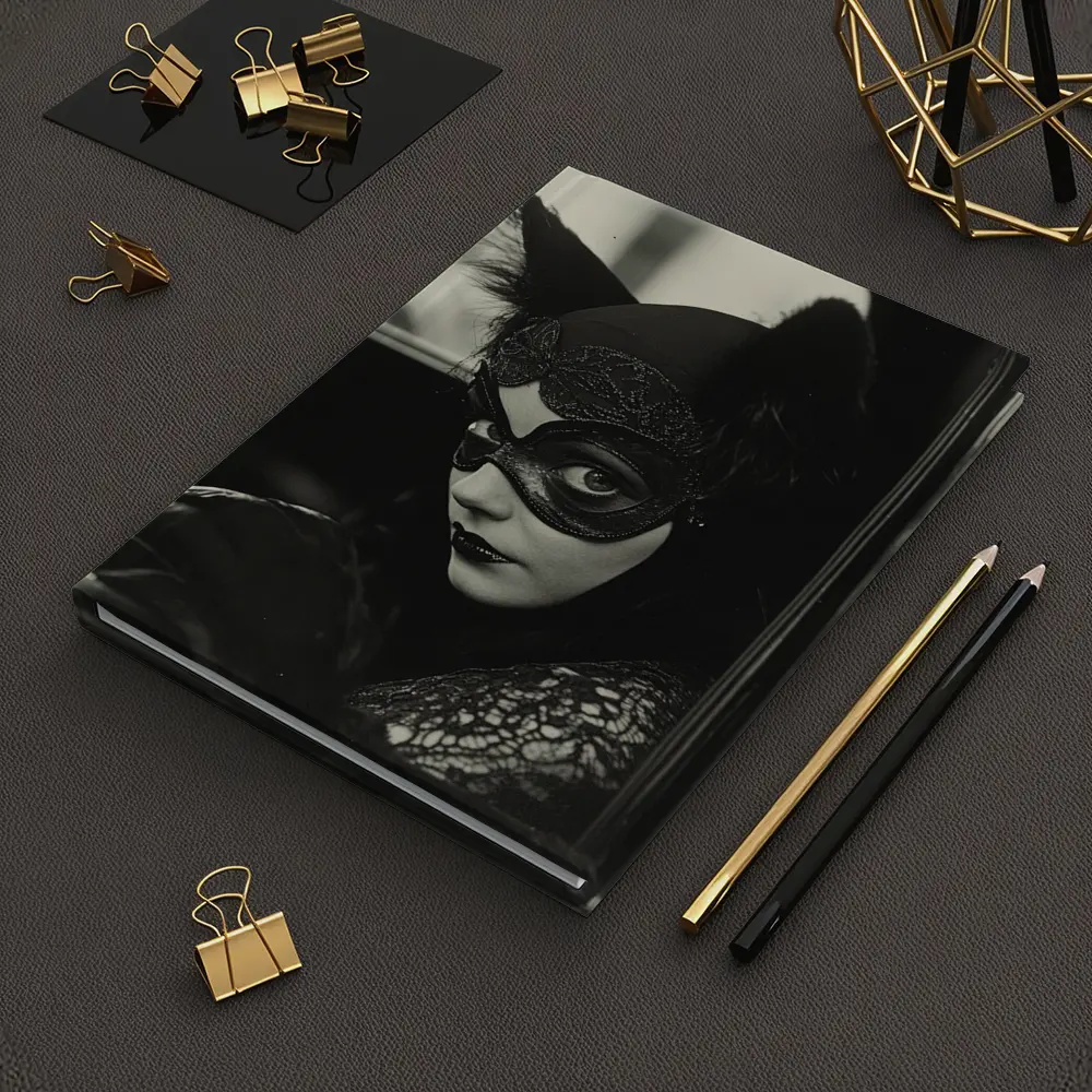 Mysterious Woman Cat Mask Vintage Car – Notebooks