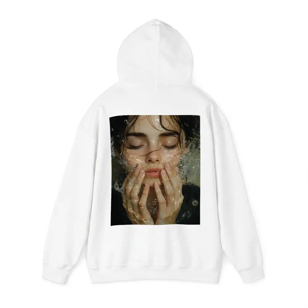 Woman Washing Face With Water Splashing – Hoodies