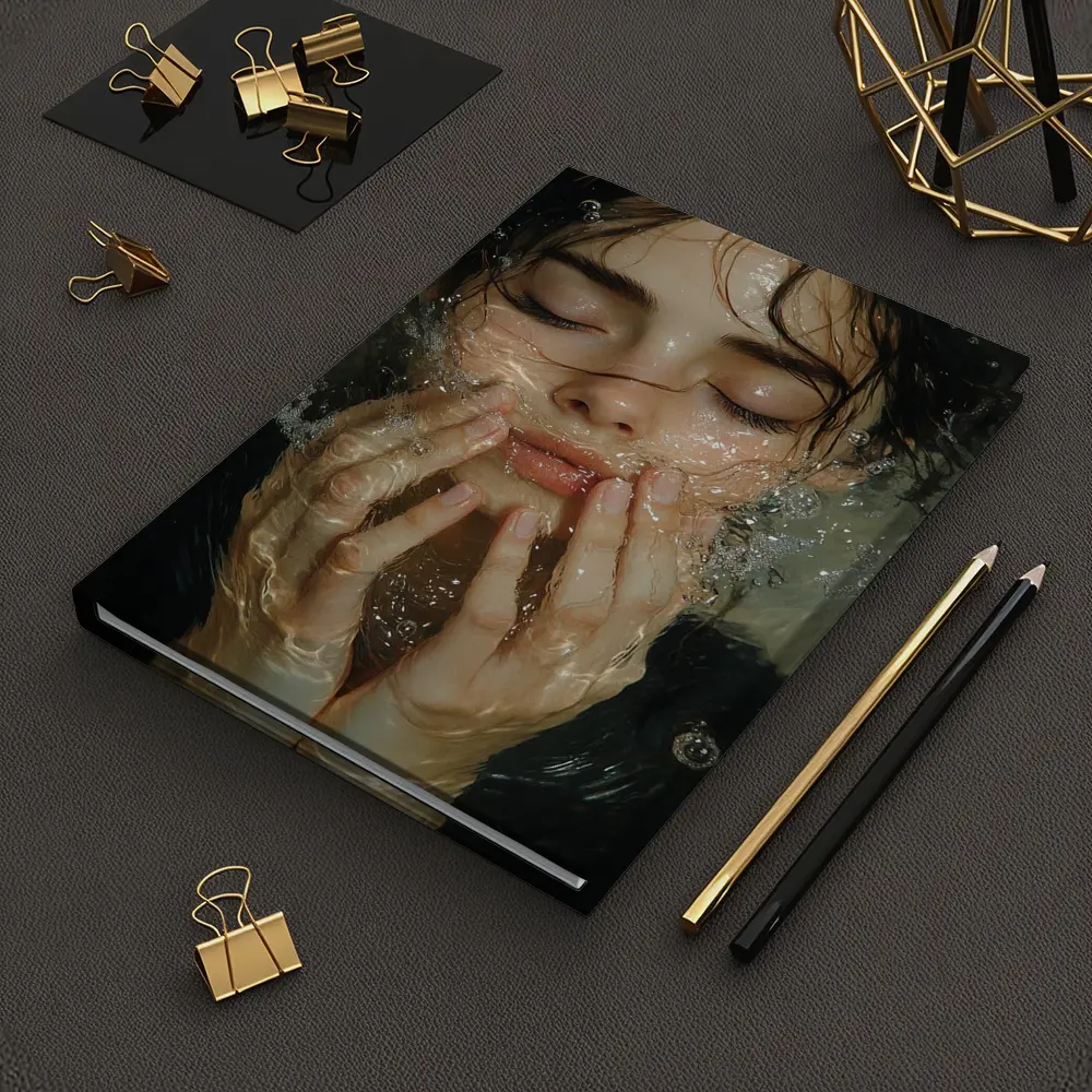 Woman Washing Face With Water Splashing – Notebooks