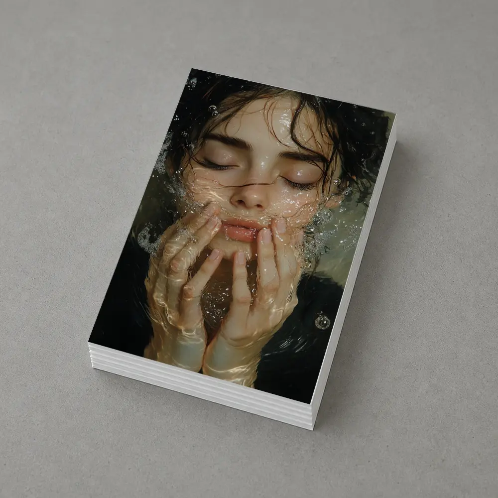 Woman Washing Face With Water Splashing – Postcards