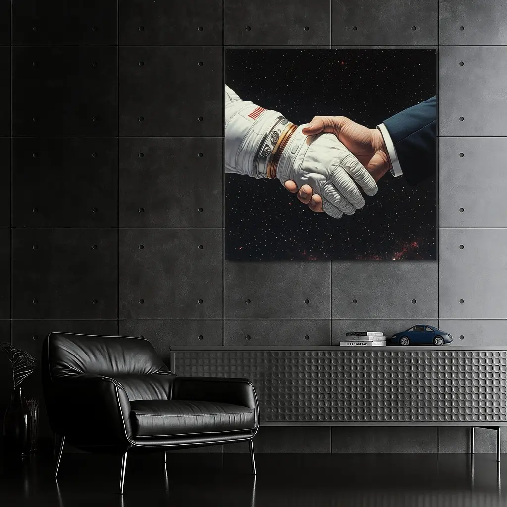 Astronaut Handshake Business Suit Deep Space – Wall Art