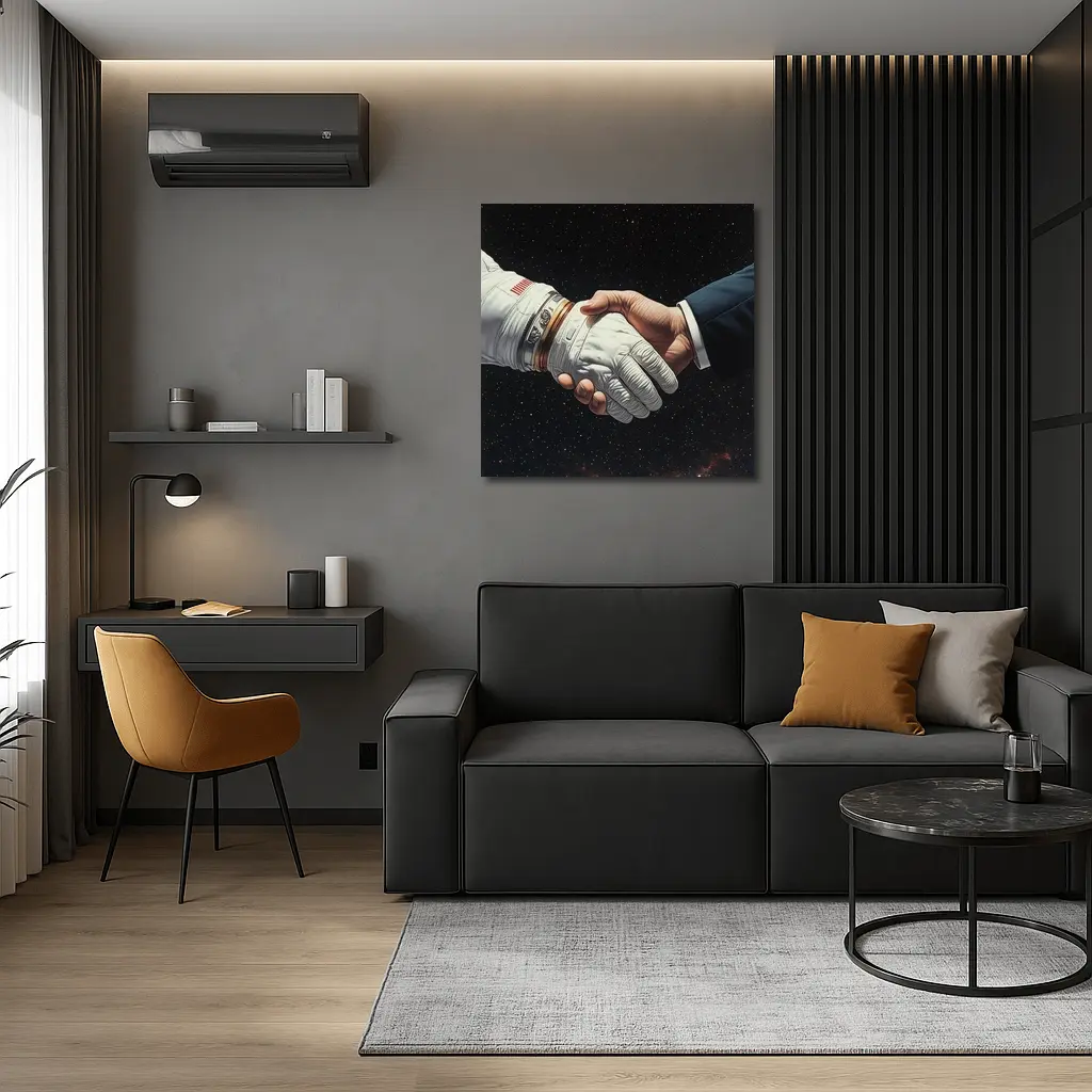 Astronaut Handshake Business Suit Deep Space – Wall Art
