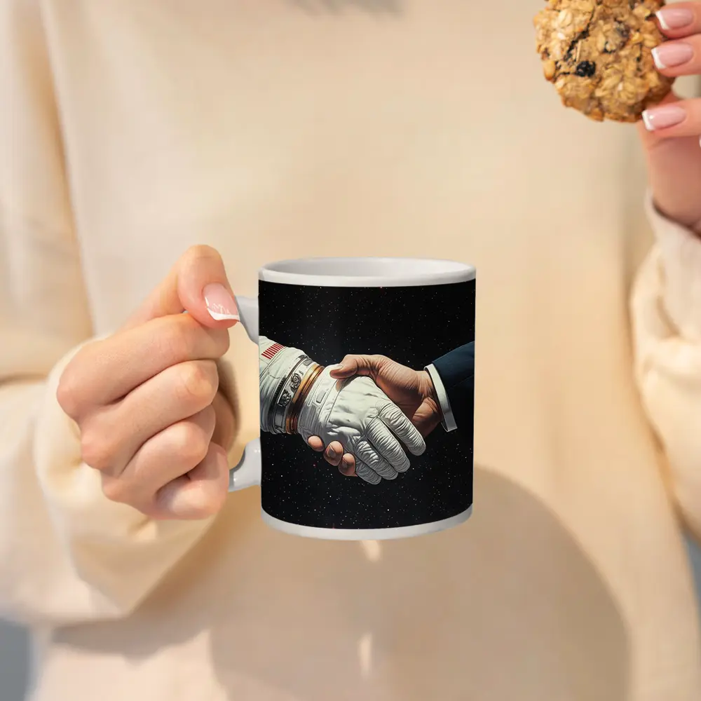 Astronaut Handshake Business Suit Deep Space – Mugs