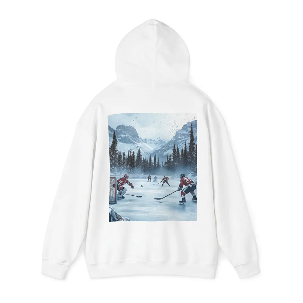 Ice Hockey Game Snowy Mountain Winter Scene – Hoodies