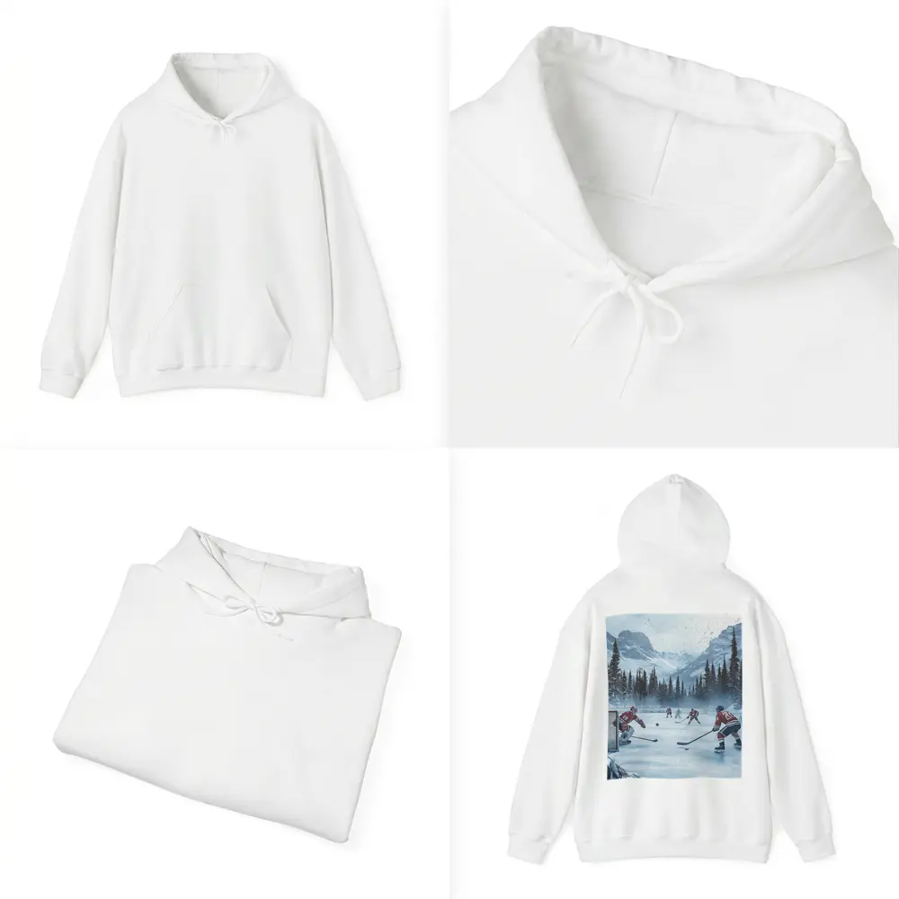 Ice Hockey Game Snowy Mountain Winter Scene – Hoodies