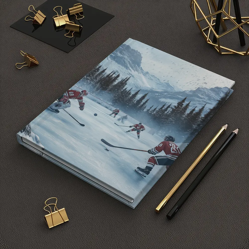 Ice Hockey Game Snowy Mountain Winter Scene – Notebooks
