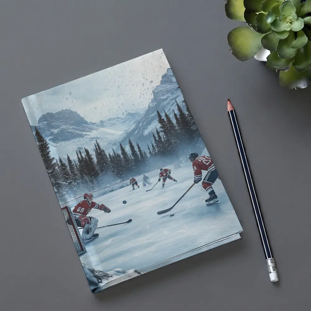 Ice Hockey Game Snowy Mountain Winter Scene – Notebooks