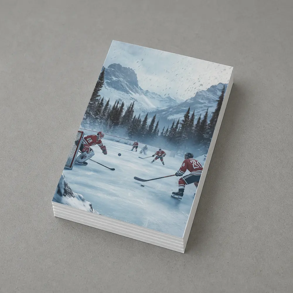 Ice Hockey Game Snowy Mountain Winter Scene – Postcards