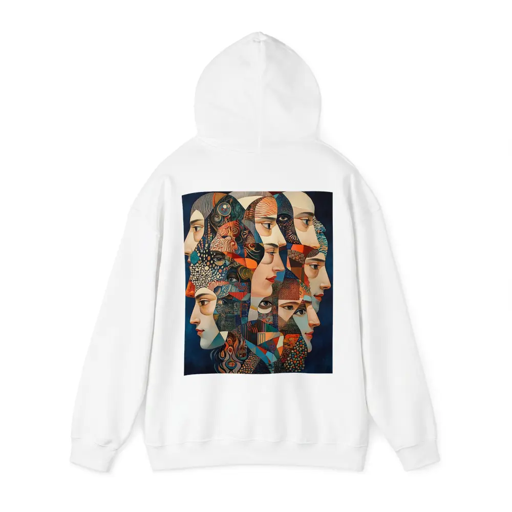 Cubist Women Faces Collage Blue Background – Hoodies