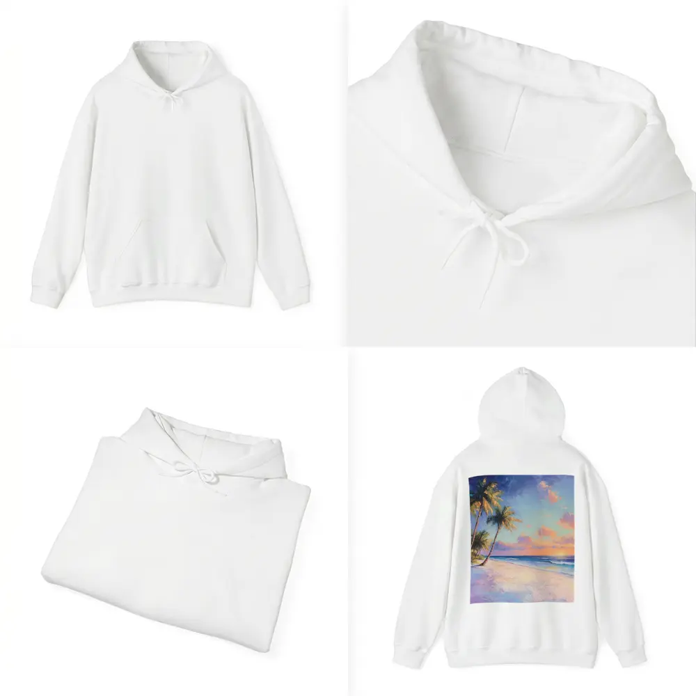 Tropical Beach Sunset Oil Painting Art – Hoodies