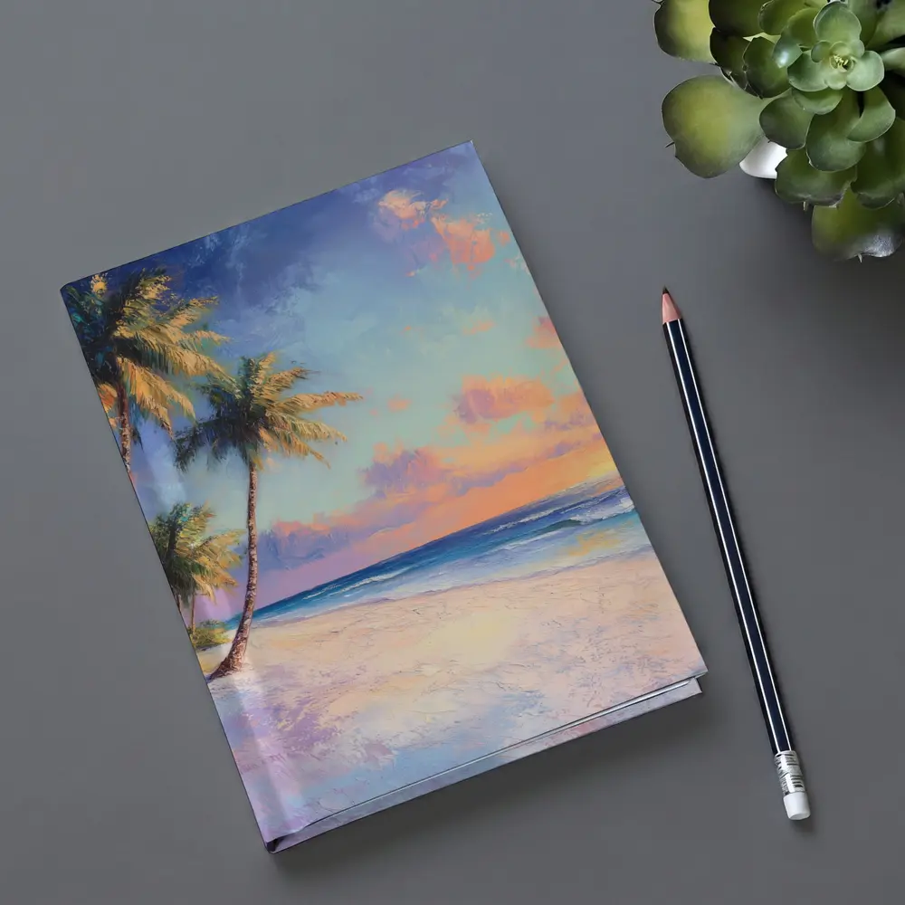 Tropical Beach Sunset Oil Painting Art – Notebooks