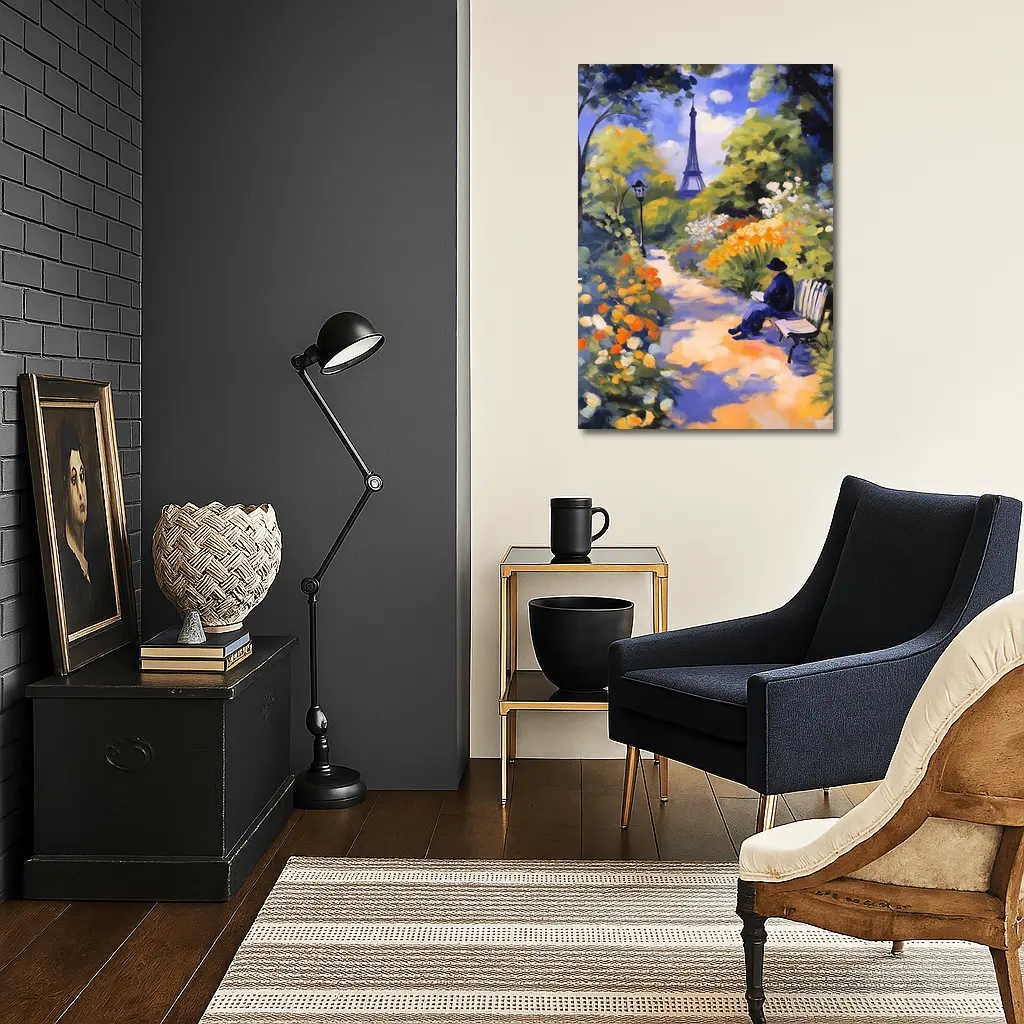 Impressionist Paris Garden Eiffel Tower Painting – Wall Art