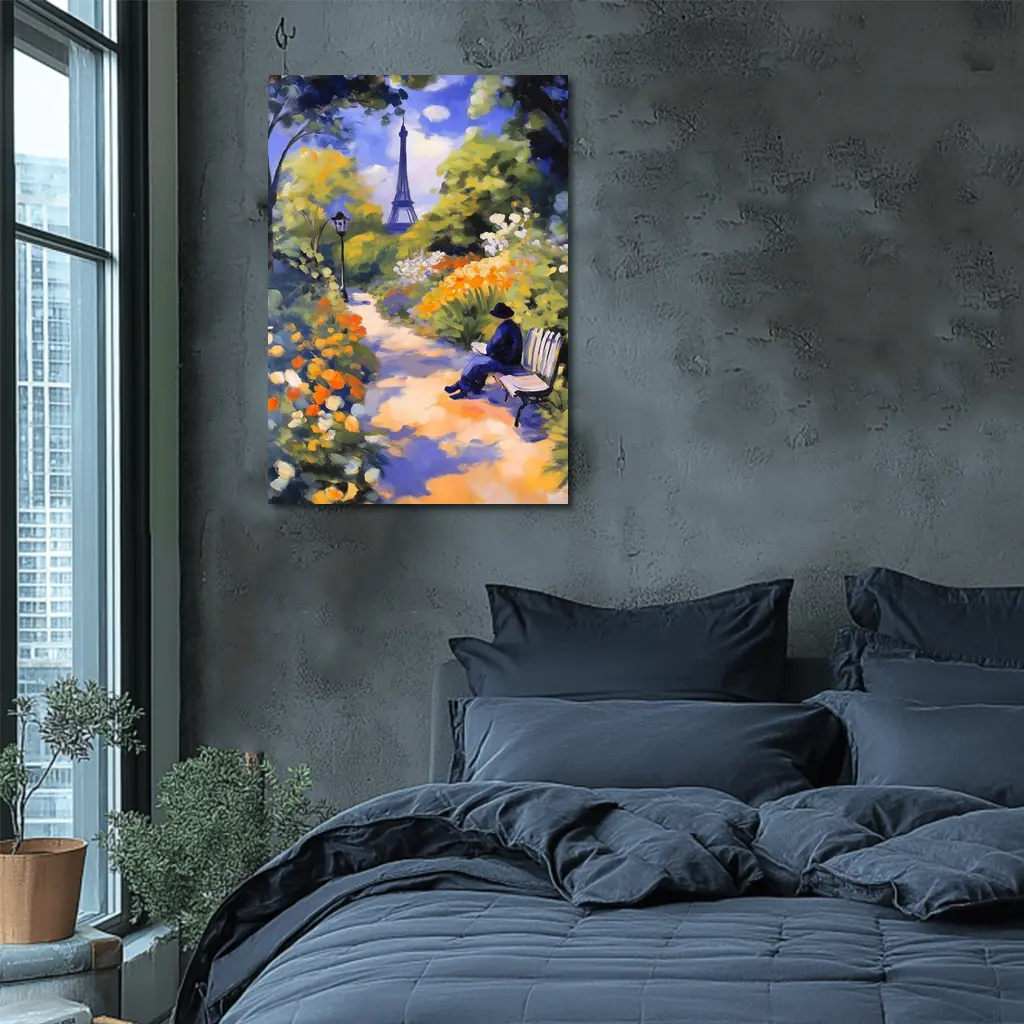 Impressionist Paris Garden Eiffel Tower Painting – Wall Art