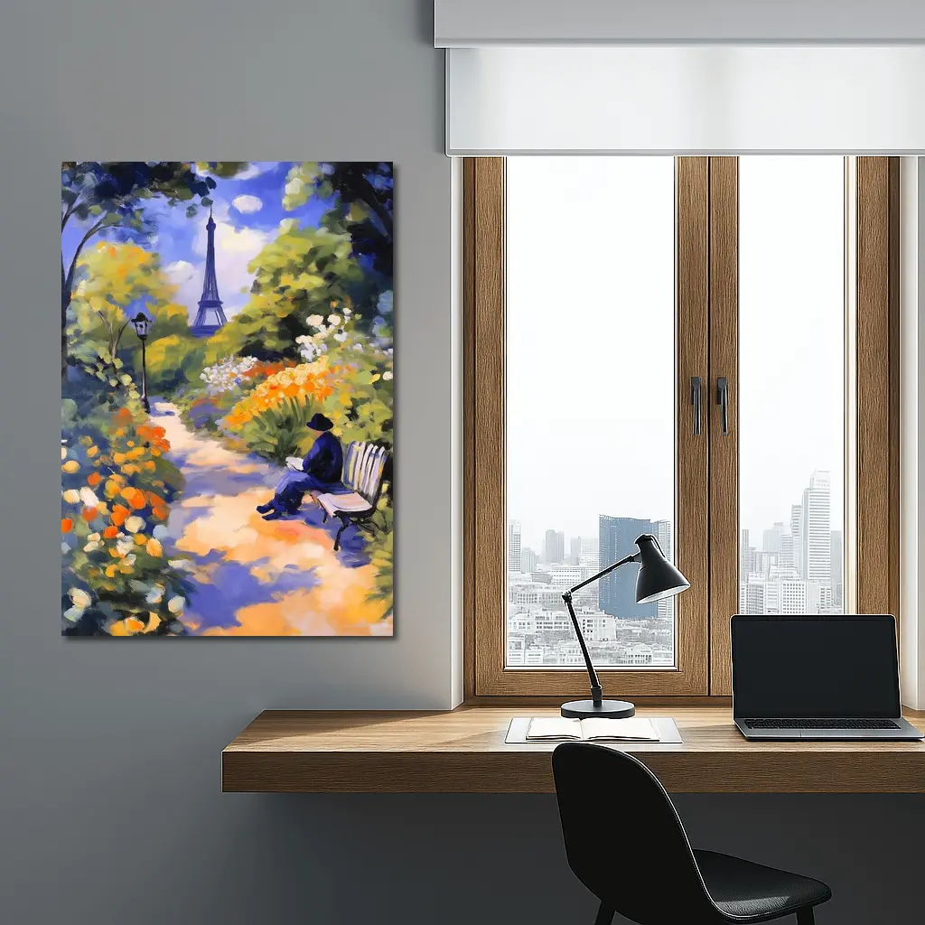 Impressionist Paris Garden Eiffel Tower Painting – Wall Art