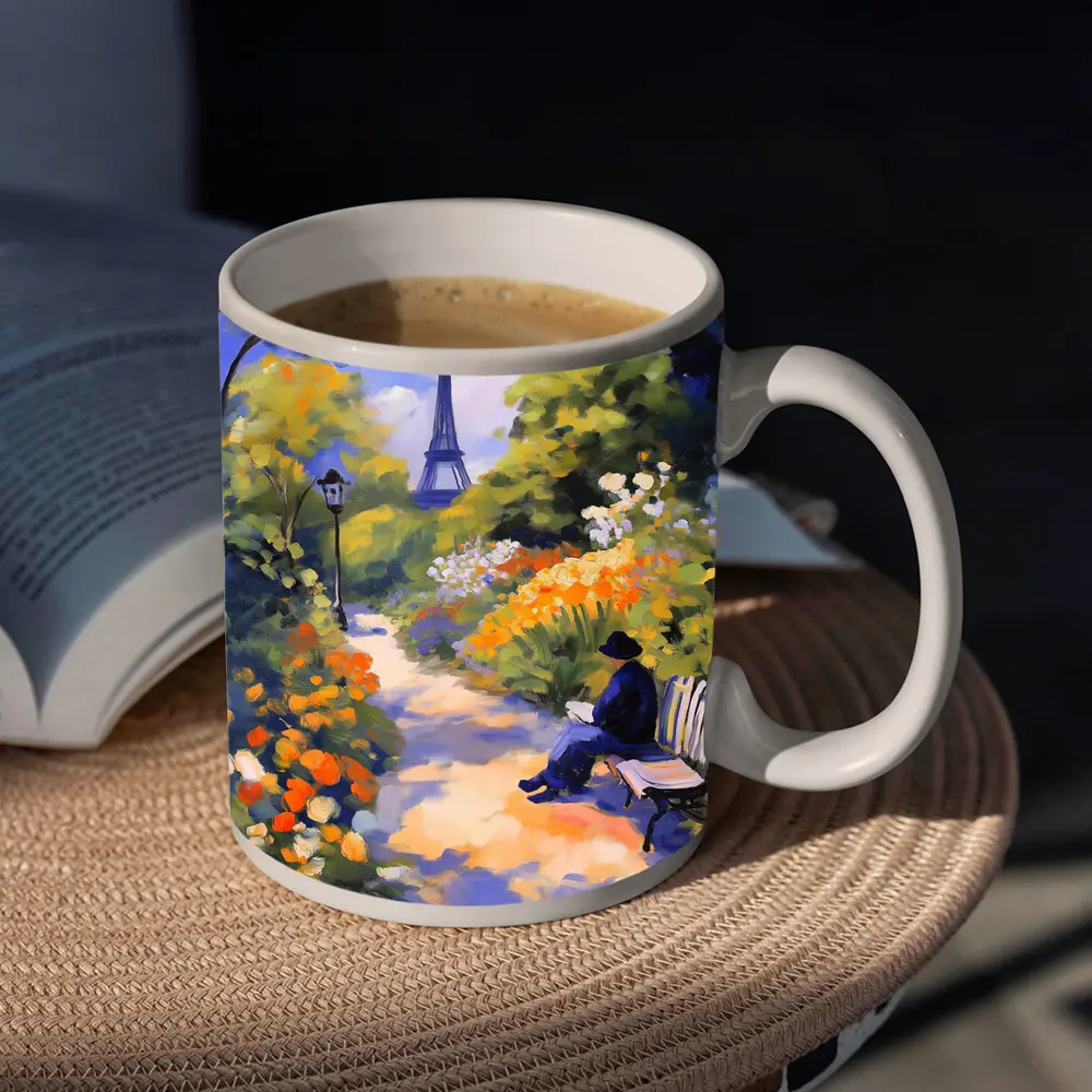Impressionist Paris Garden Eiffel Tower Painting – Mugs