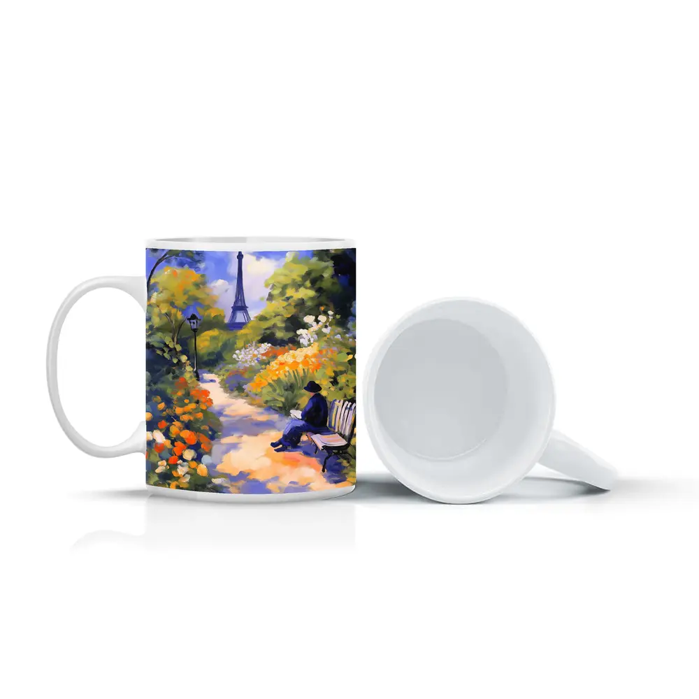 Impressionist Paris Garden Eiffel Tower Painting – Mugs