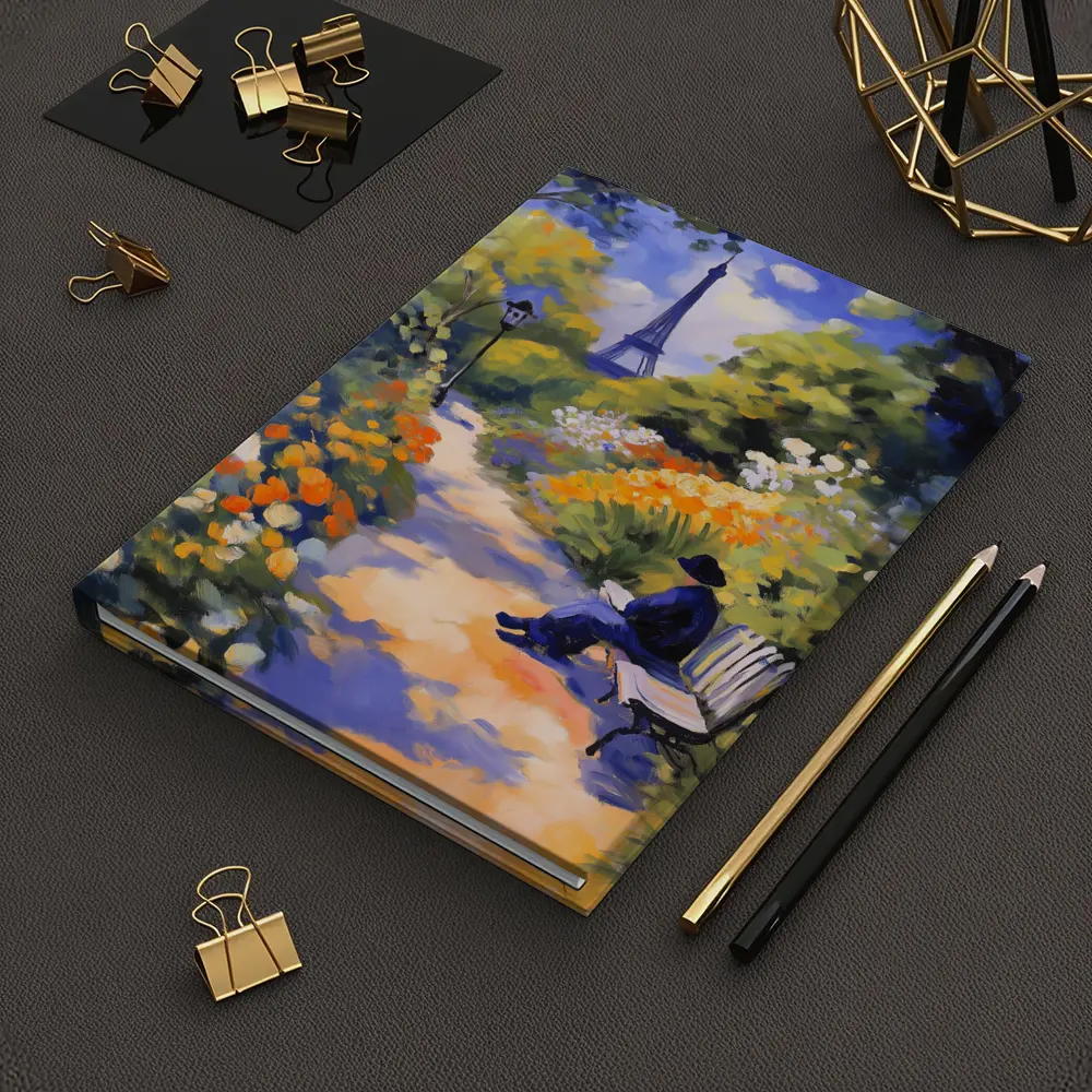 Impressionist Paris Garden Eiffel Tower Painting – Notebooks