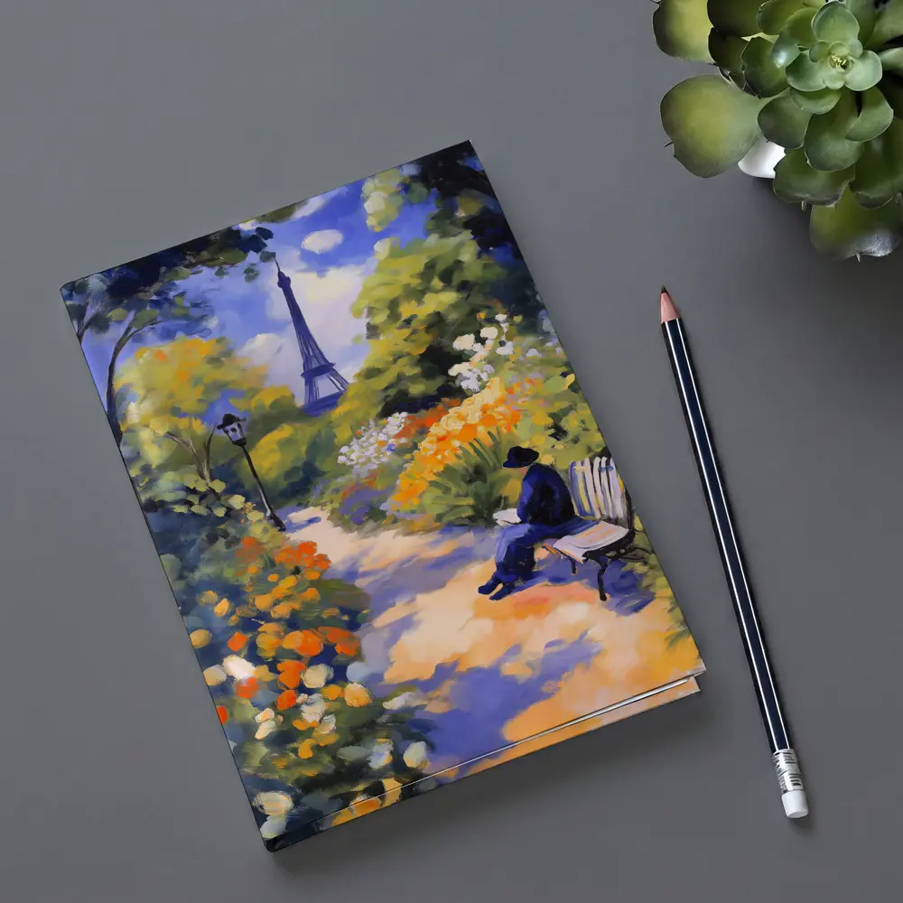 Impressionist Paris Garden Eiffel Tower Painting – Notebooks
