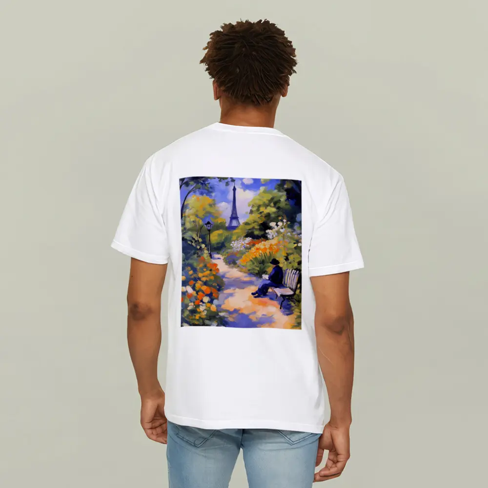 Impressionist Paris Garden Eiffel Tower Painting – T-Shirts