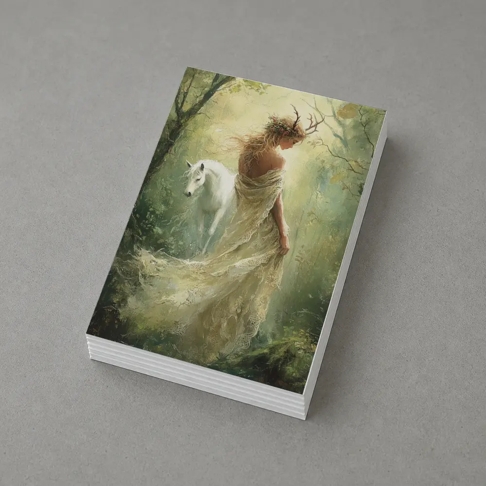 Forest Goddess White Horse Mystical Fantasy Art – Postcards