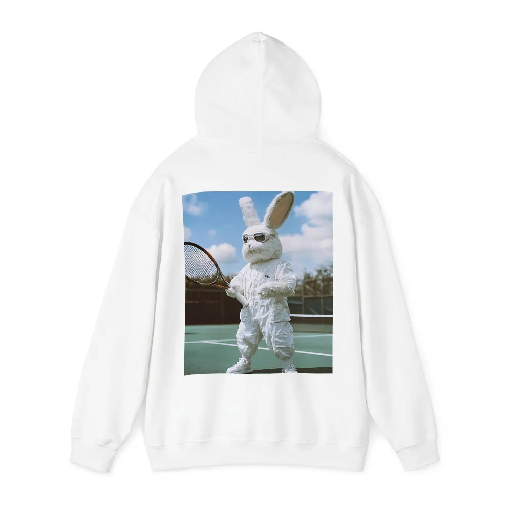 Cool Bunny Playing Tennis On Court – Hoodies