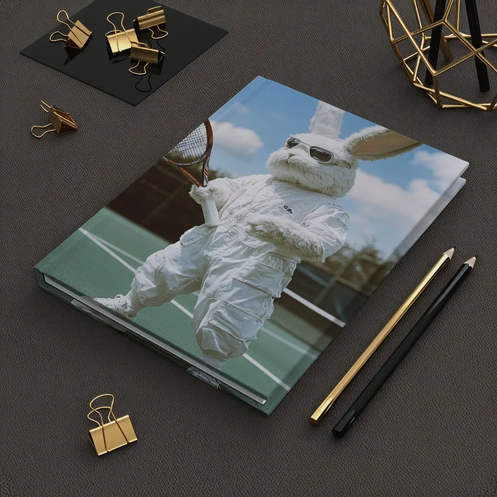 Cool Bunny Playing Tennis On Court – Notebooks