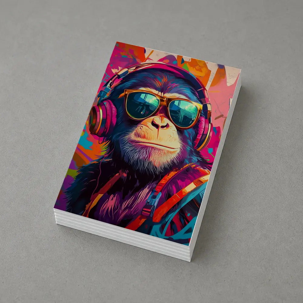 Cool Chimpanzee Sunglasses Headphones Graffiti Art – Postcards