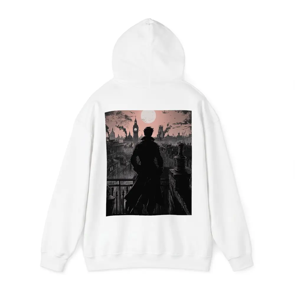 Dark Detective Silhouette Victorian London Skyline – Hoodies