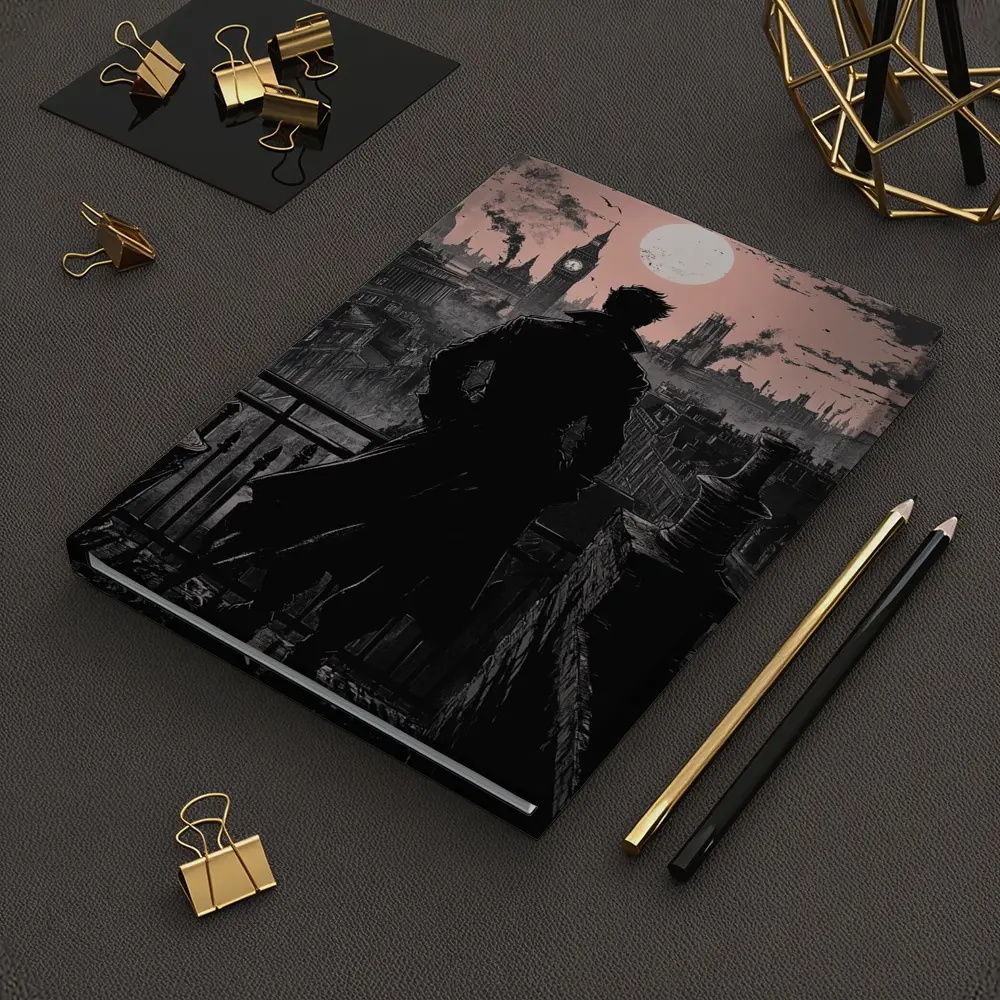 Dark Detective Silhouette Victorian London Skyline – Notebooks